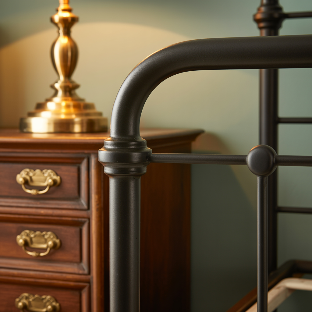 Matte black and brass fixtures mixed together in bedroom decor styling